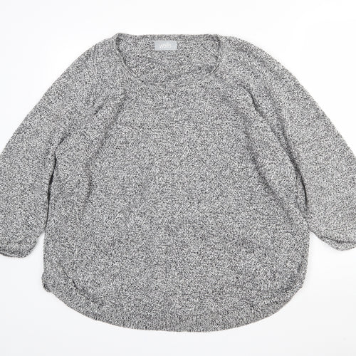 Wallis Womens Grey Round Neck  Cotton Pullover Jumper Size L