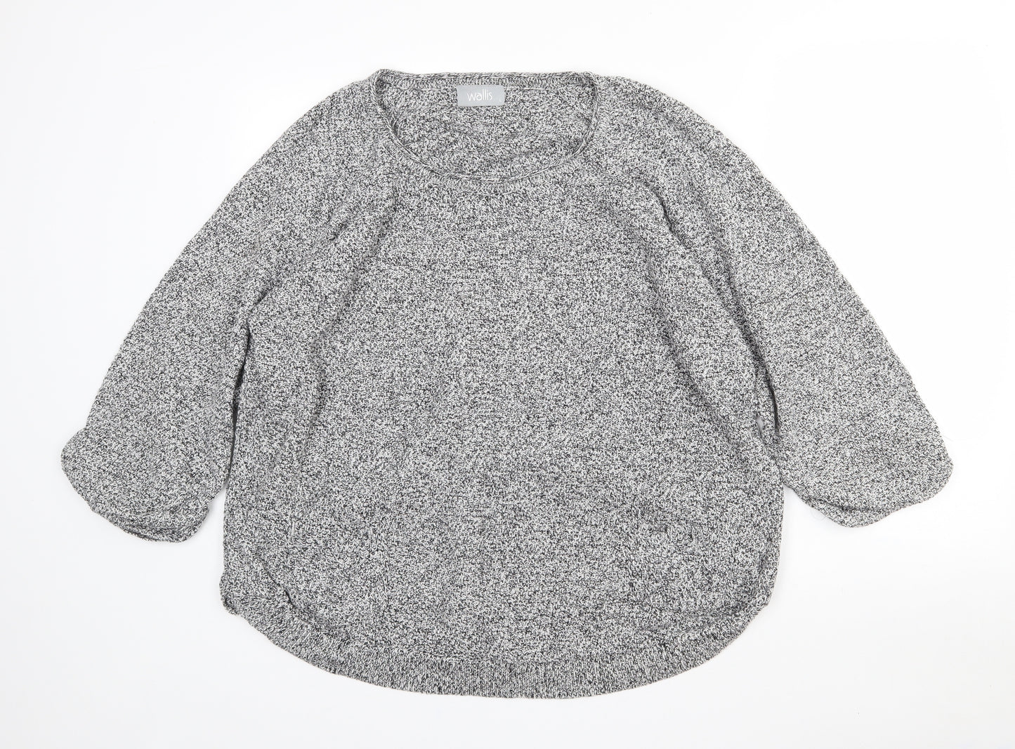 Wallis Womens Grey Round Neck  Cotton Pullover Jumper Size L