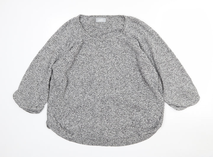 Wallis Womens Grey Round Neck  Cotton Pullover Jumper Size L