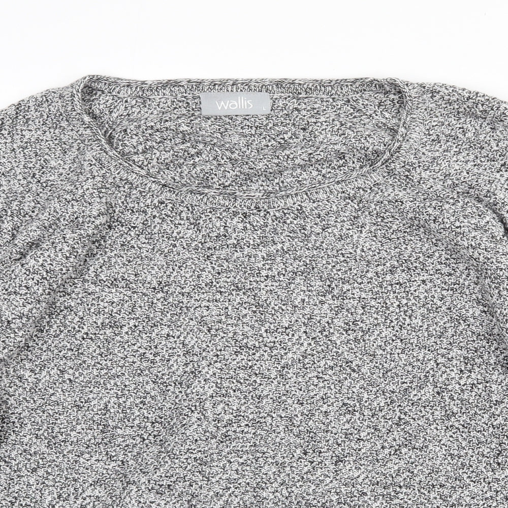 Wallis Womens Grey Round Neck  Cotton Pullover Jumper Size L