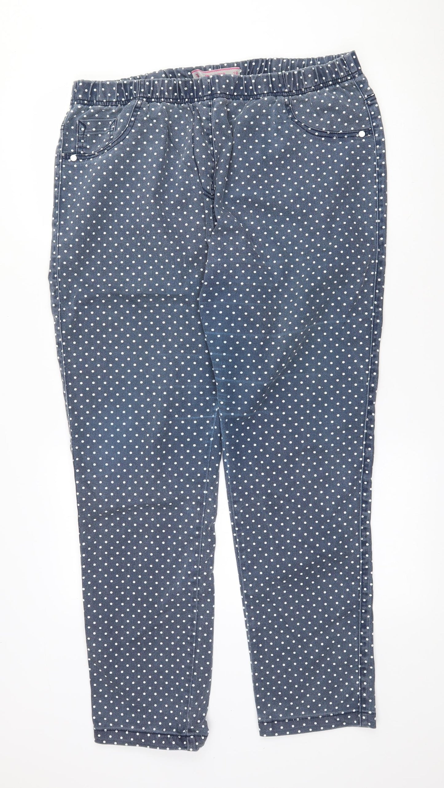 TU Womens Blue Polka Dot Cotton Jegging Jeans Size 18 L29 in Regular