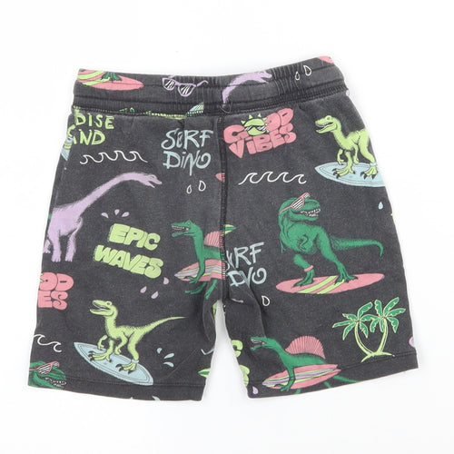 H&M Boys Multicoloured  Cotton Sweat Shorts Size 5-6 Years  Regular Drawstring - Dinosaur. Surfing
