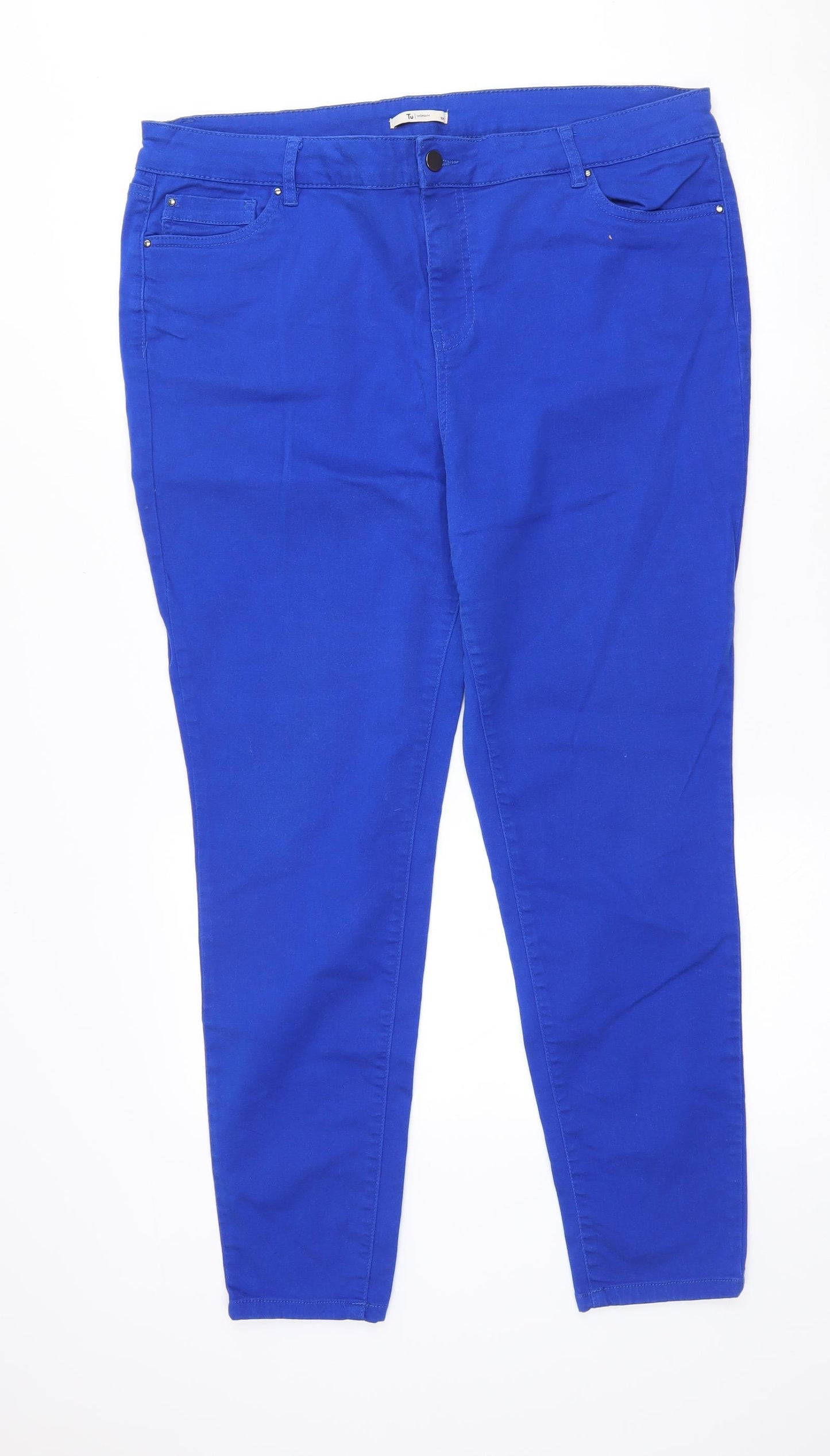 TU Womens Blue  Cotton Skinny Jeans Size 18 L28 in Regular Zip