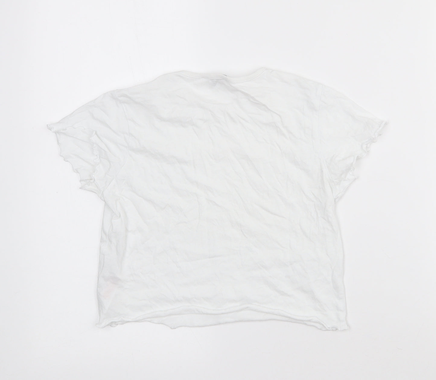 Primark Girls White  Cotton Cropped T-Shirt Size 11-12 Years Crew Neck
