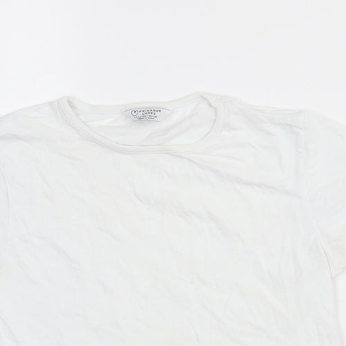 Primark Girls White  Cotton Cropped T-Shirt Size 11-12 Years Crew Neck