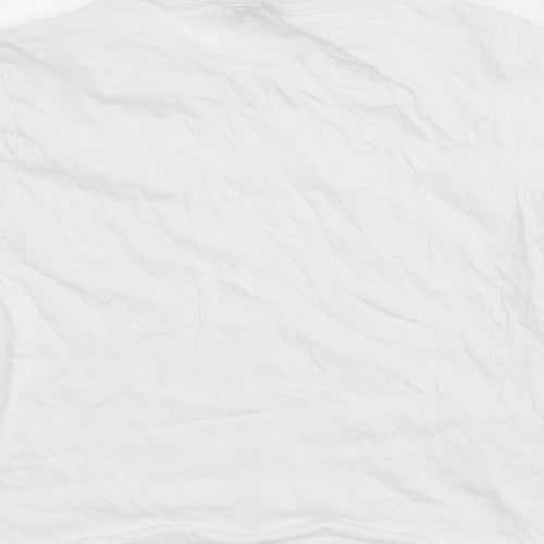Primark Girls White  Cotton Cropped T-Shirt Size 11-12 Years Crew Neck