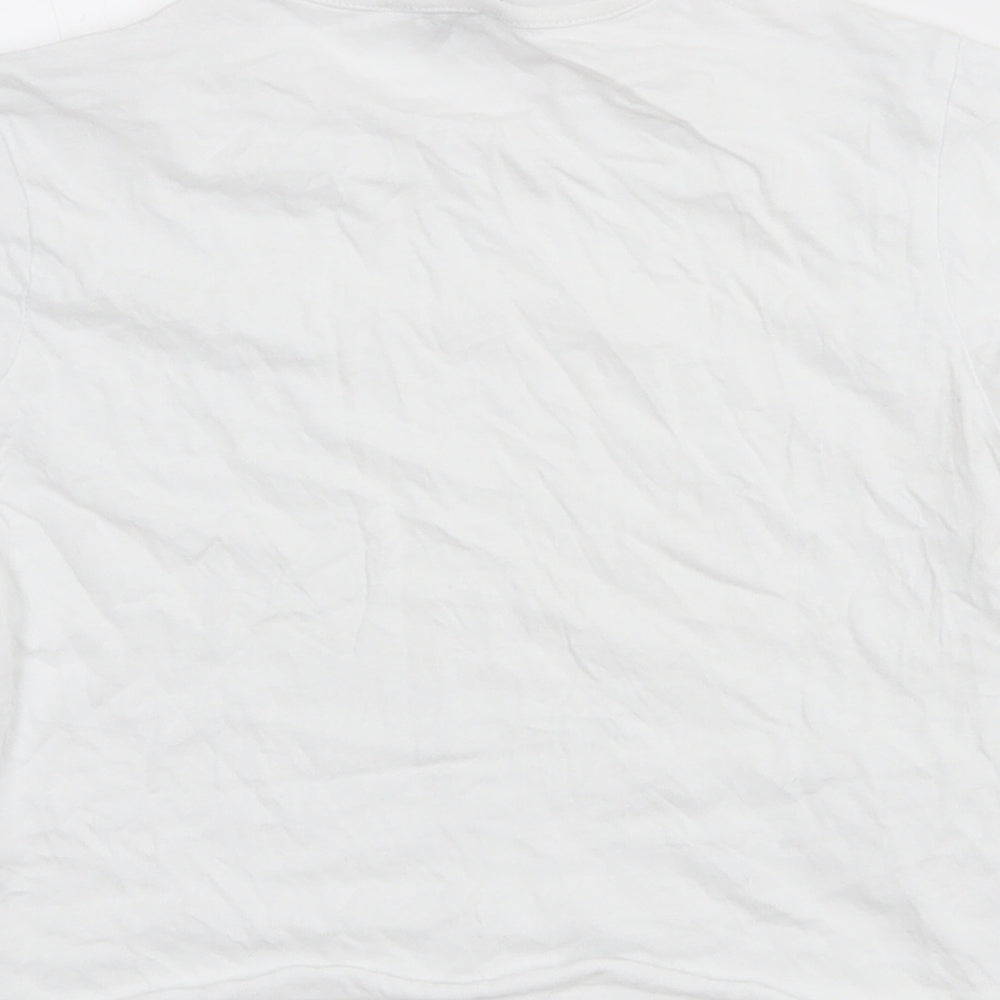 Primark Girls White  Cotton Cropped T-Shirt Size 11-12 Years Crew Neck