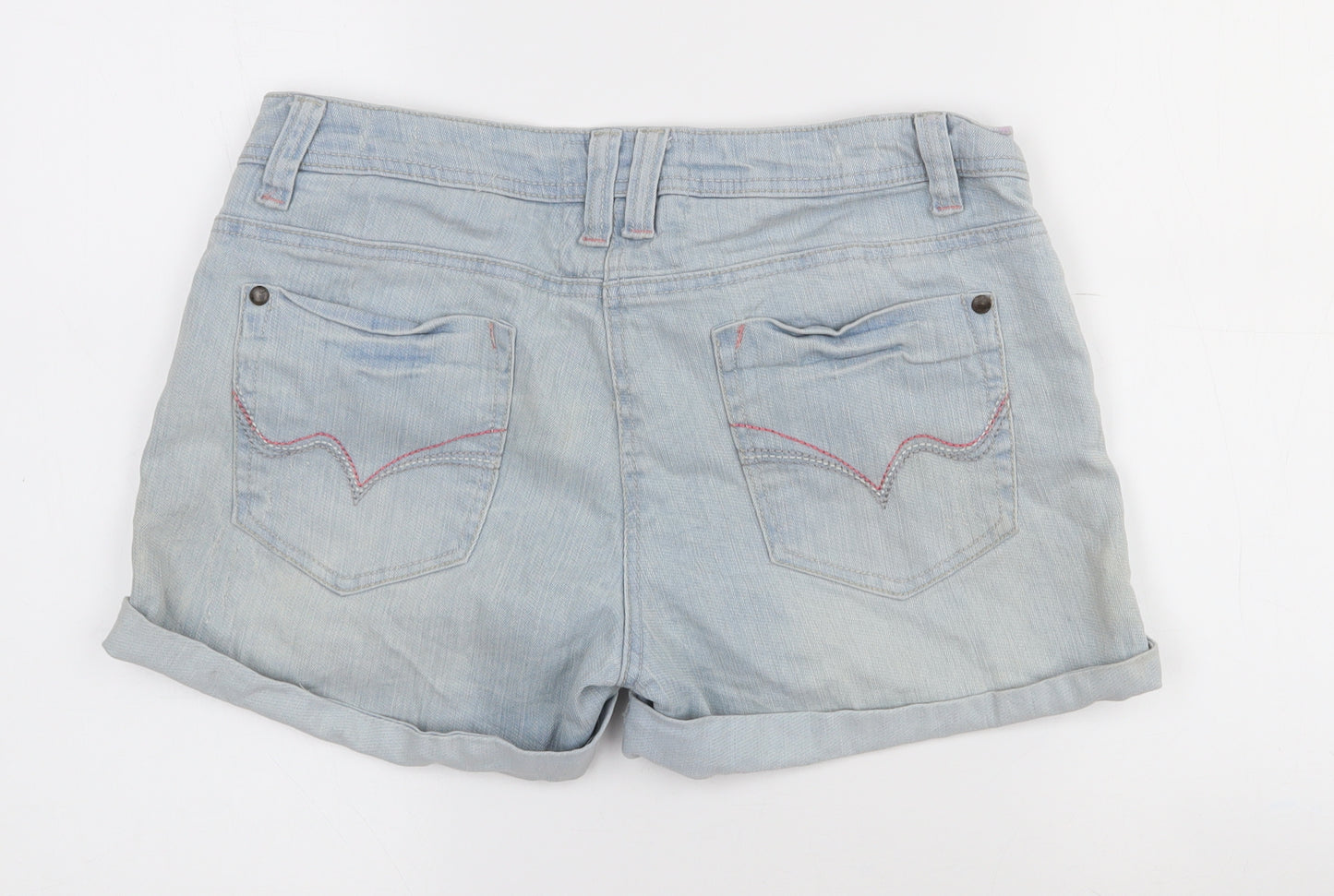 Authentic Womens Blue  Cotton Hot Pants Shorts Size 12 L3 in Regular Zip