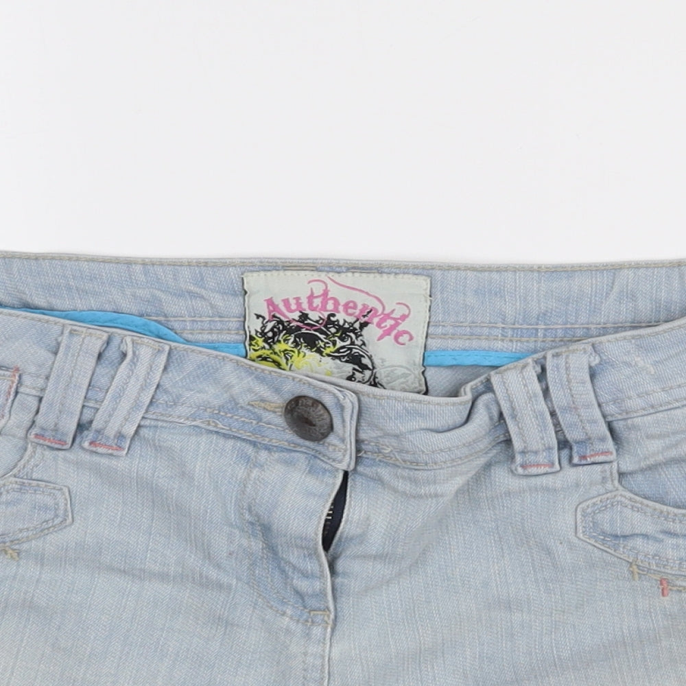 Authentic Womens Blue  Cotton Hot Pants Shorts Size 12 L3 in Regular Zip