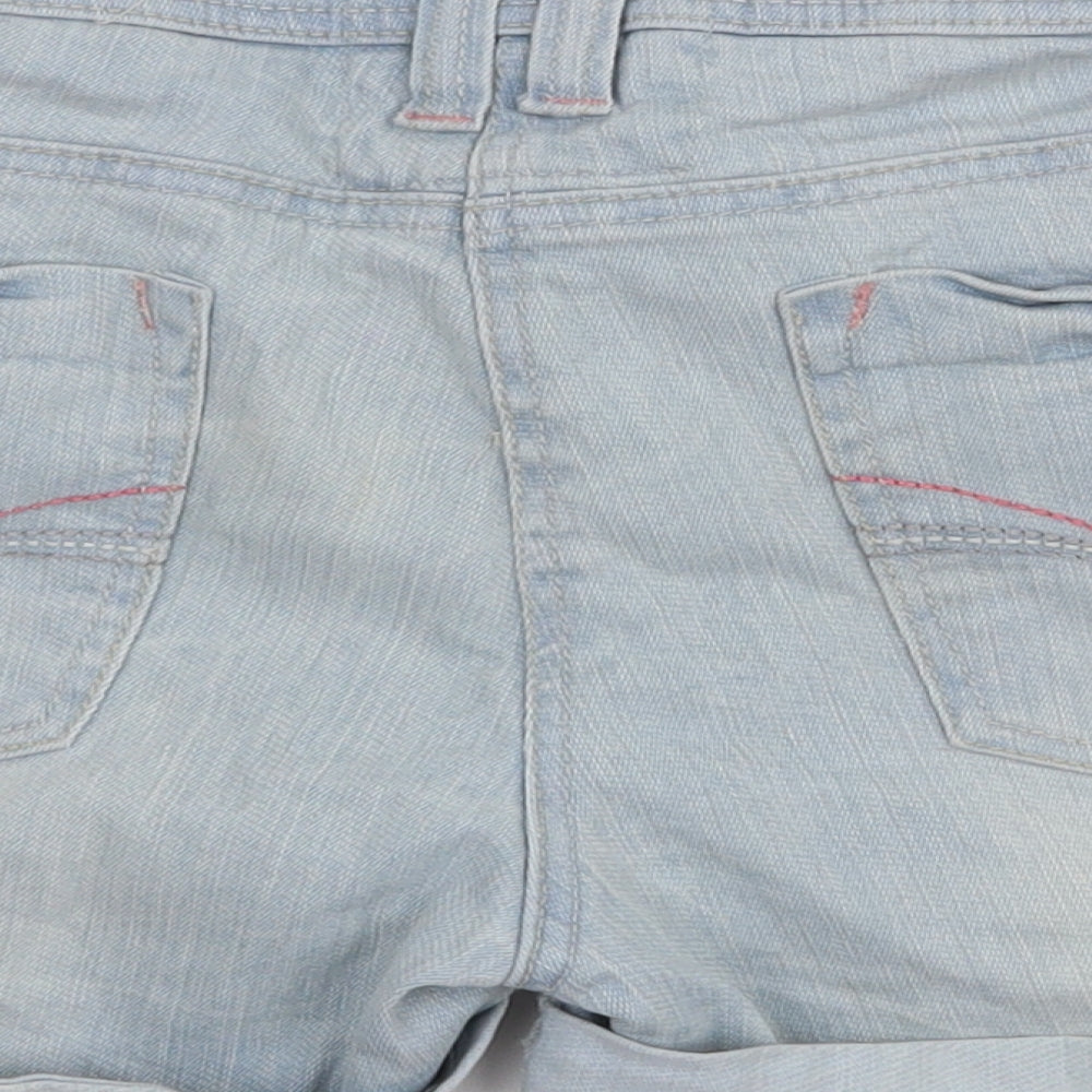 Authentic Womens Blue  Cotton Hot Pants Shorts Size 12 L3 in Regular Zip