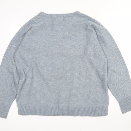 Primark Womens Blue Crew Neck  Polyester Pullover Jumper Size 12   - 12-14. Bead detail