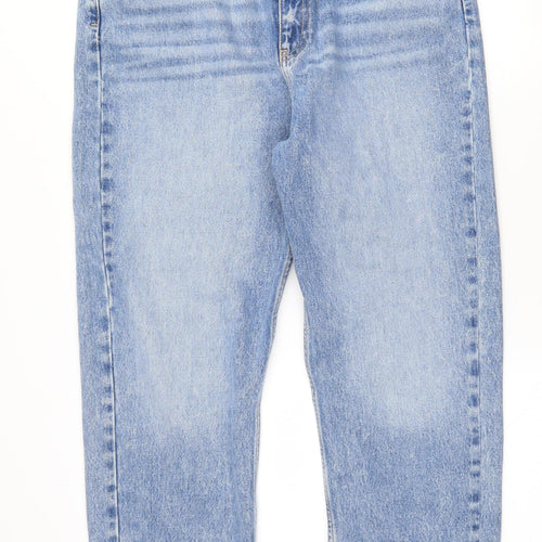 RESERVED Womens Blue  Cotton Boyfriend Jeans Size 14 L27 in Regular Zip