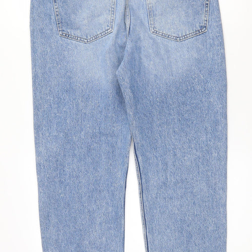 RESERVED Womens Blue  Cotton Boyfriend Jeans Size 14 L27 in Regular Zip