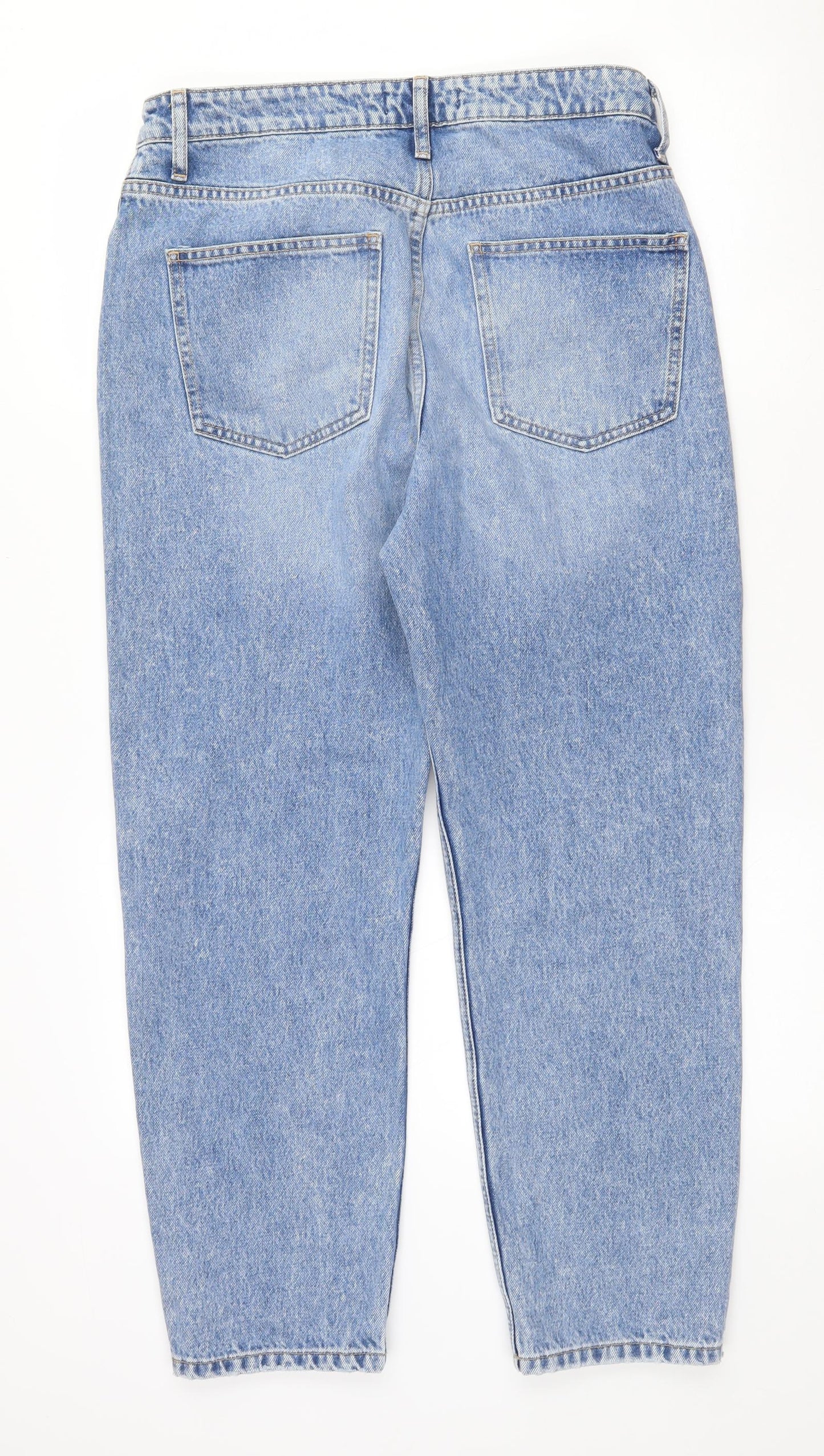 RESERVED Womens Blue  Cotton Boyfriend Jeans Size 14 L27 in Regular Zip