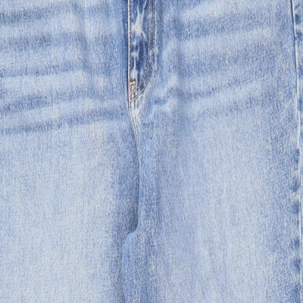 RESERVED Womens Blue  Cotton Boyfriend Jeans Size 14 L27 in Regular Zip