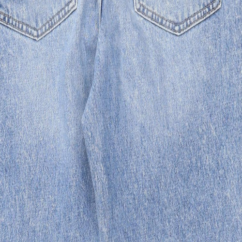 RESERVED Womens Blue  Cotton Boyfriend Jeans Size 14 L27 in Regular Zip