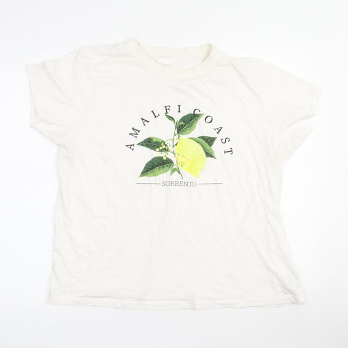 Primark Womens White  Cotton Basic T-Shirt Size 18 Crew Neck - Lemon. 18-20
