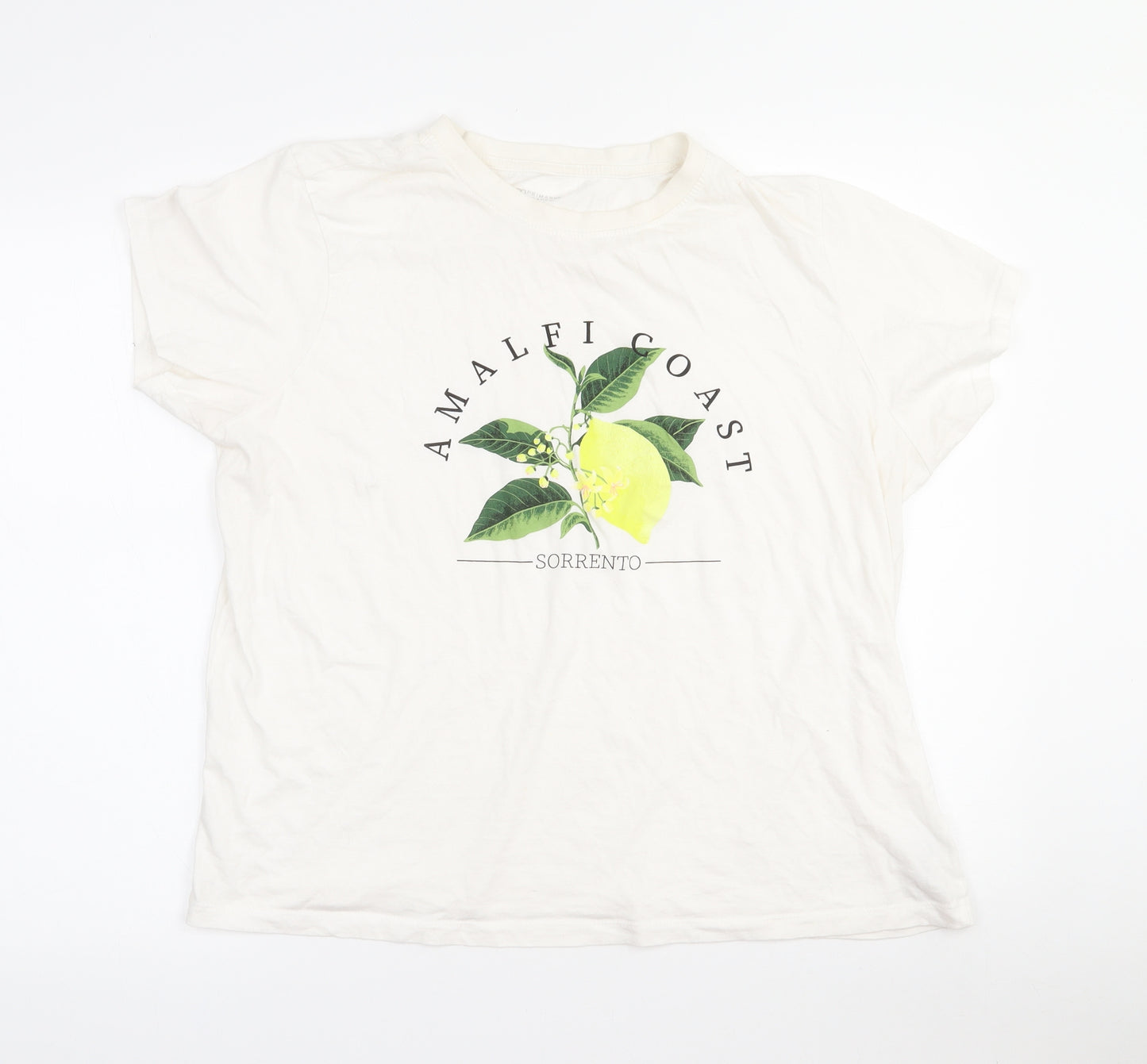 Primark Womens White  Cotton Basic T-Shirt Size 18 Crew Neck - Lemon. 18-20