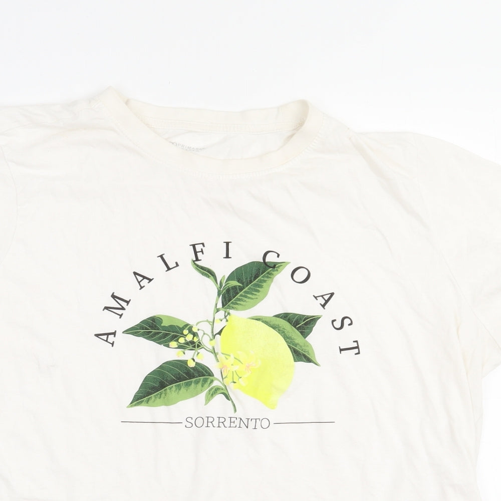 Primark Womens White  Cotton Basic T-Shirt Size 18 Crew Neck - Lemon. 18-20