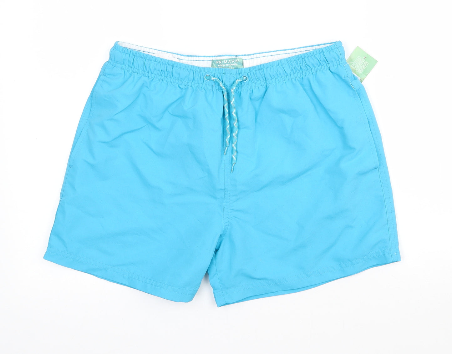 Primark Mens Blue  Polyester Sweat Shorts Size S  Regular Drawstring - Swim shorts. Inside leg 4 inches