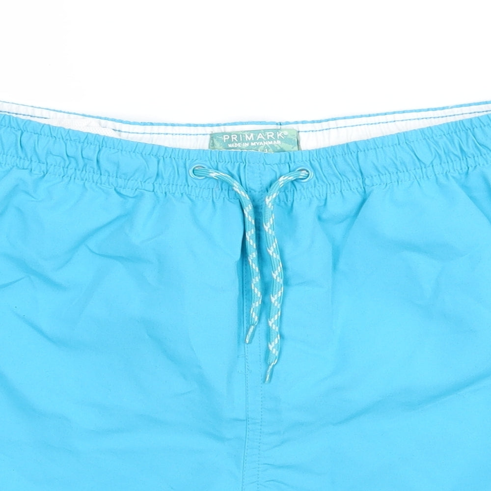 Primark Mens Blue  Polyester Sweat Shorts Size S  Regular Drawstring - Swim shorts. Inside leg 4 inches