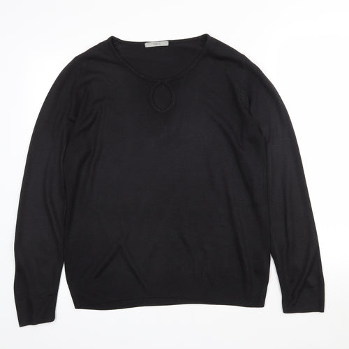 Marks and Spencer Womens Black Round Neck  Acrylic Pullover Jumper Size 10