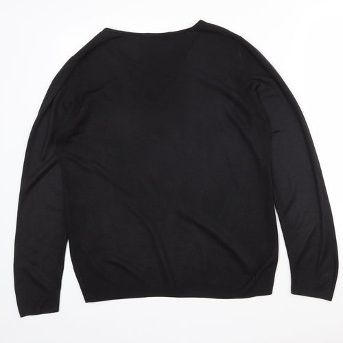 Marks and Spencer Womens Black Round Neck  Acrylic Pullover Jumper Size 10