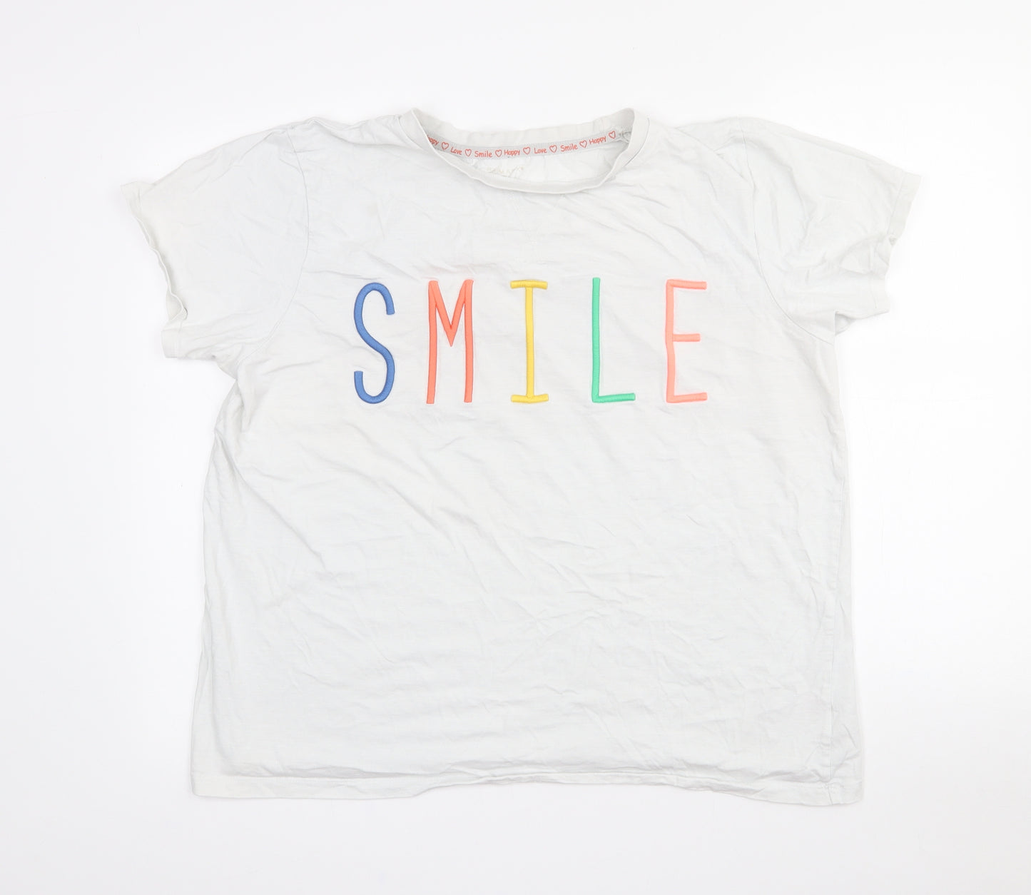 Primark Womens White  Cotton Basic T-Shirt Size 18 Crew Neck - 18/20. Smile