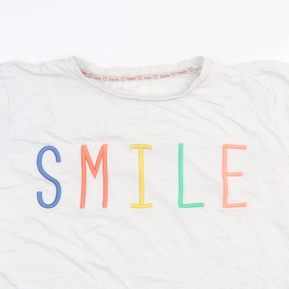 Primark Womens White  Cotton Basic T-Shirt Size 18 Crew Neck - 18/20. Smile