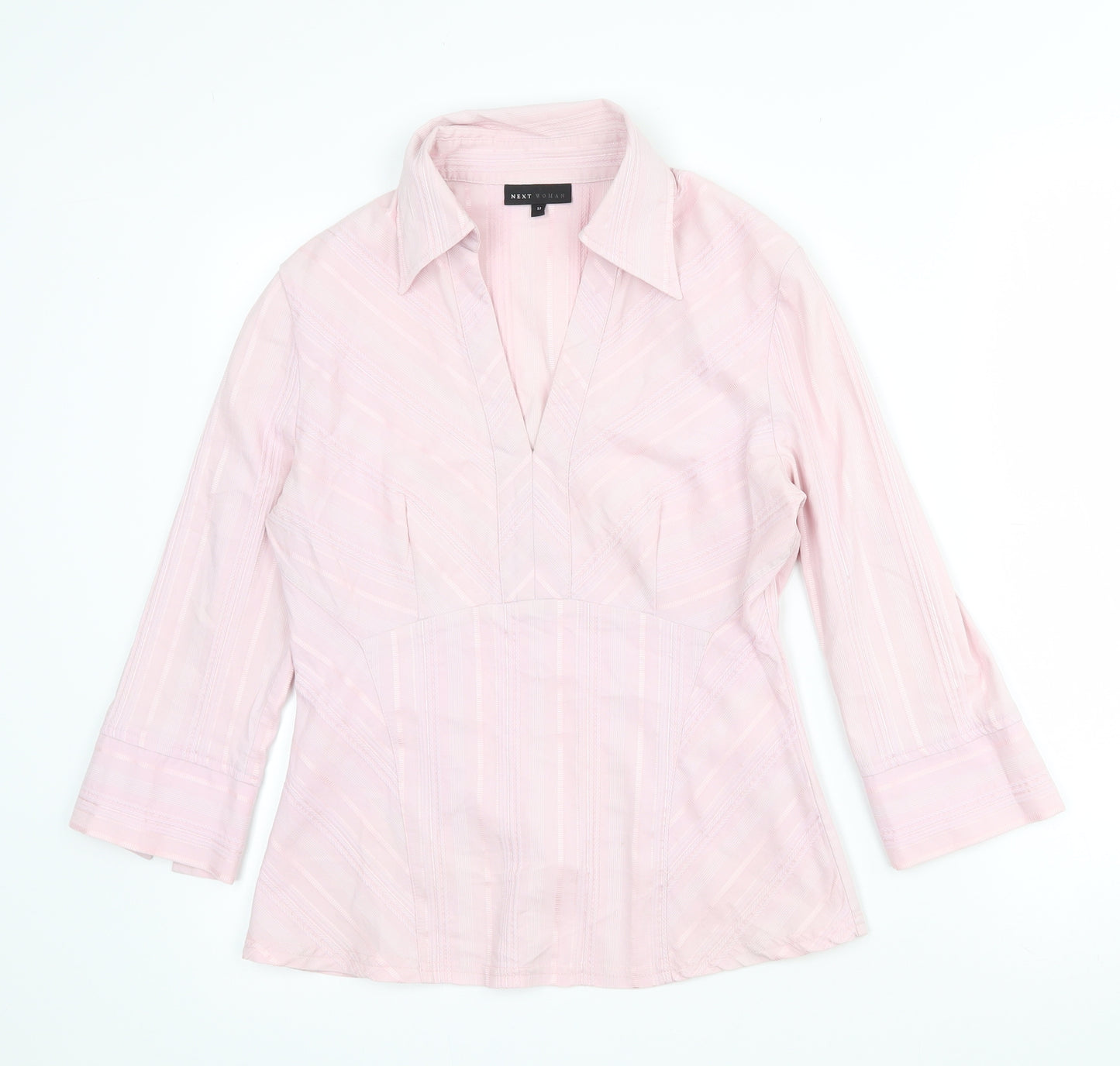 NEXT Womens Pink  Cotton Basic Blouse Size 12 Collared