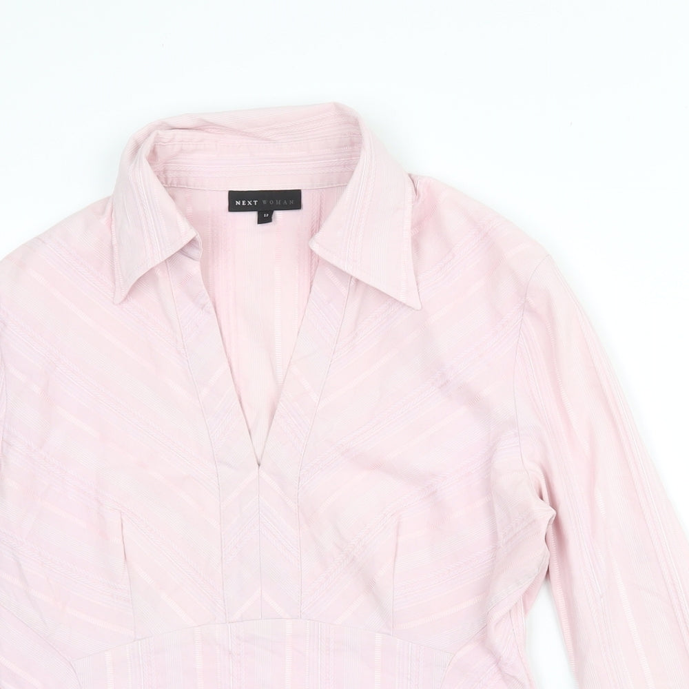 NEXT Womens Pink  Cotton Basic Blouse Size 12 Collared