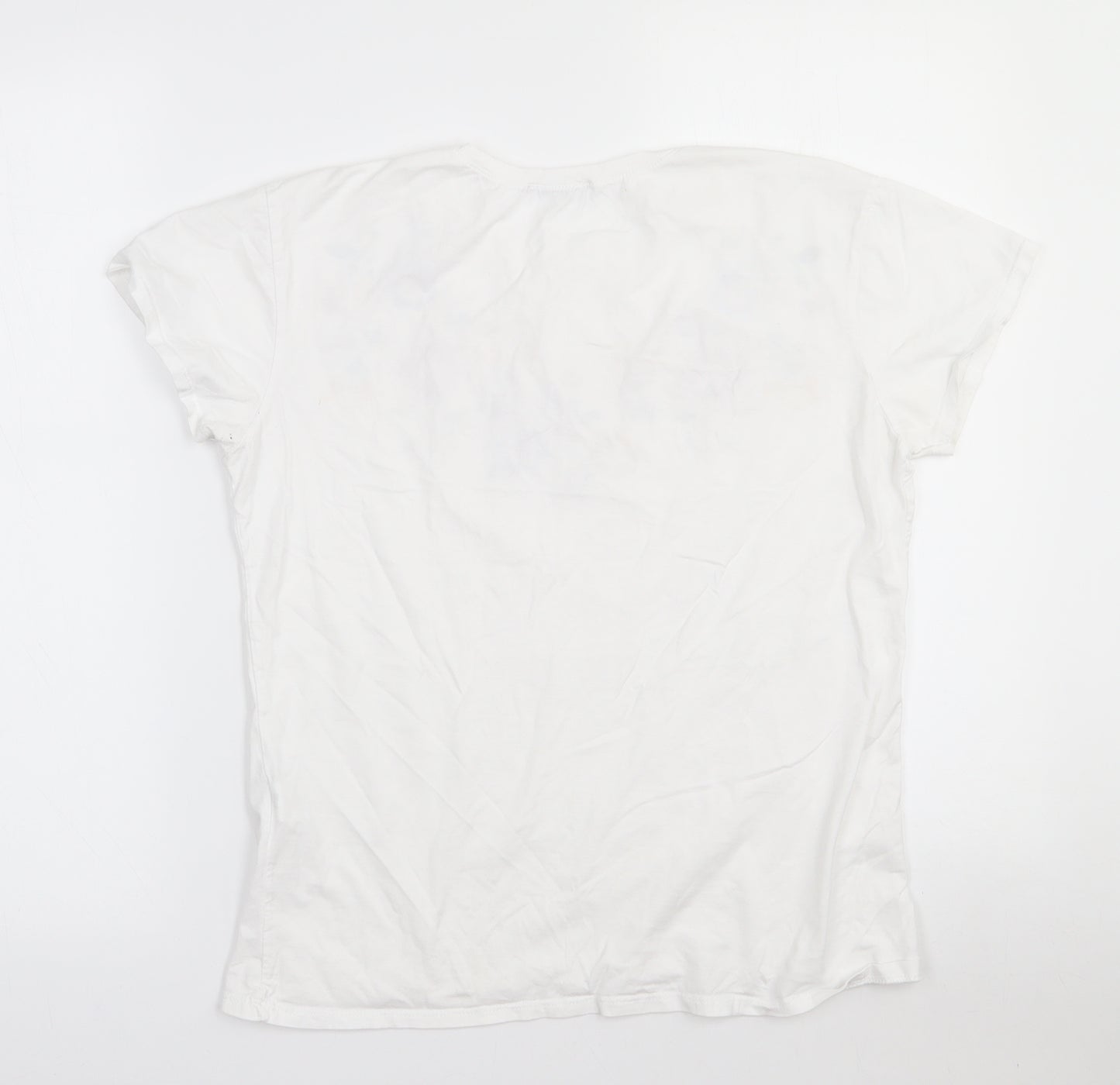 Zara Womens White Floral Cotton Basic T-Shirt Size S Crew Neck - Floral
