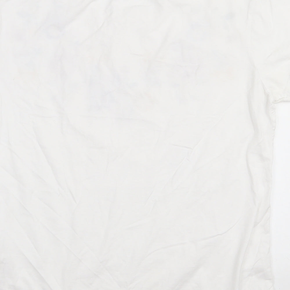 Zara Womens White Floral Cotton Basic T-Shirt Size S Crew Neck - Floral