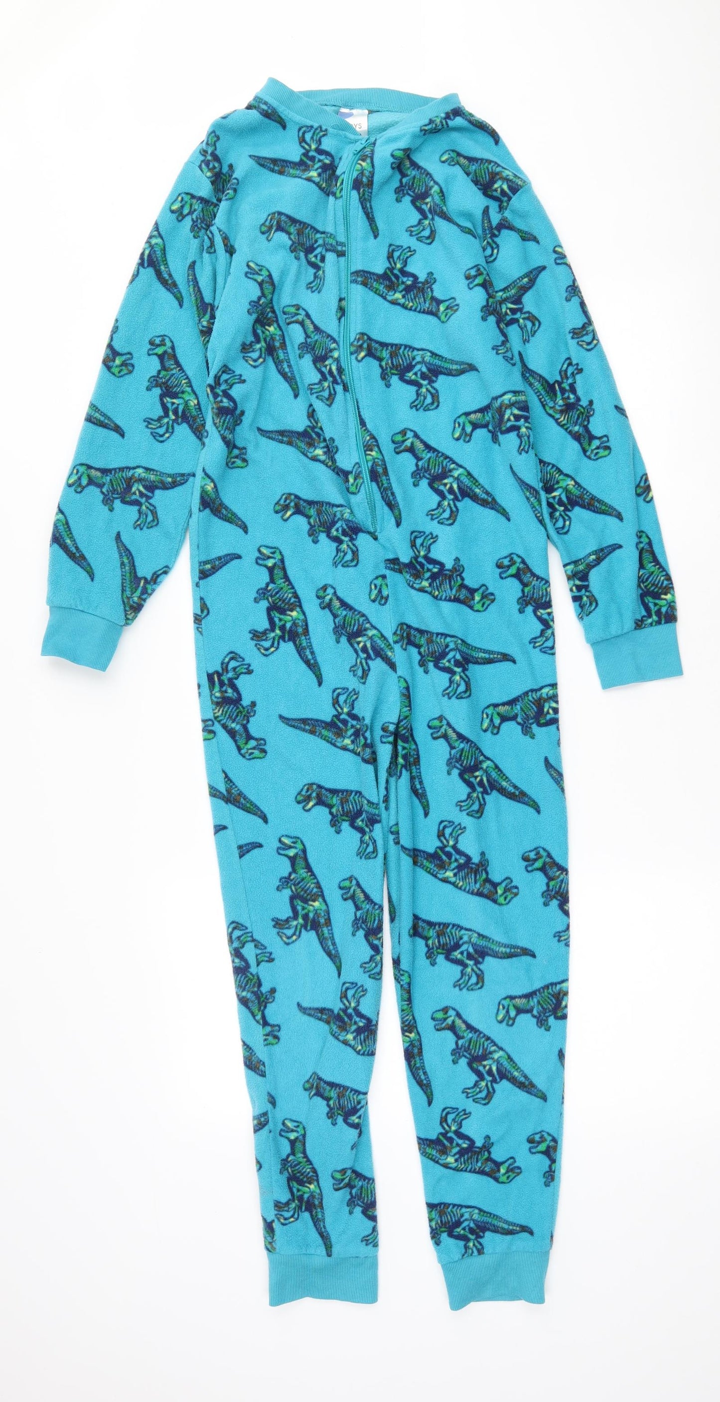 Preworn Boys Blue Geometric Polyester  One Piece Size 12-13 Years  Zip - Dinosaur
