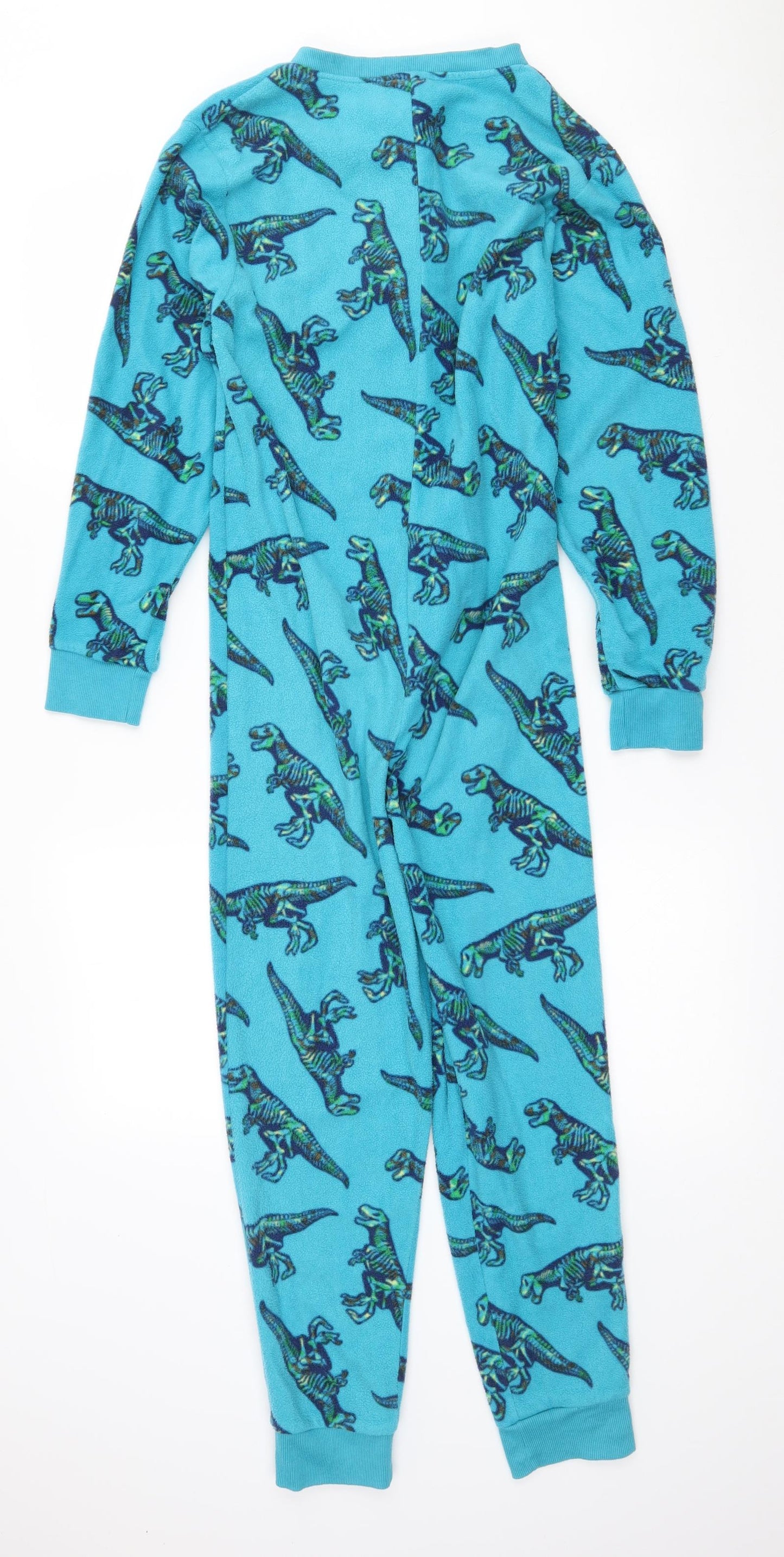 Preworn Boys Blue Geometric Polyester  One Piece Size 12-13 Years  Zip - Dinosaur