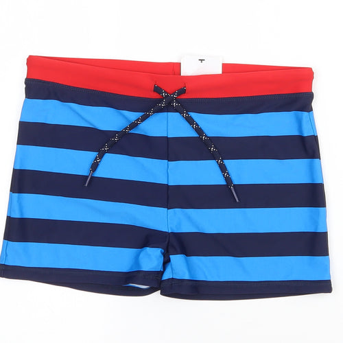 Marks and Spencer Boys Blue Striped Polyamide Compression Shorts Size 12 Years  Regular Drawstring - Swimshorts 12-13 years
