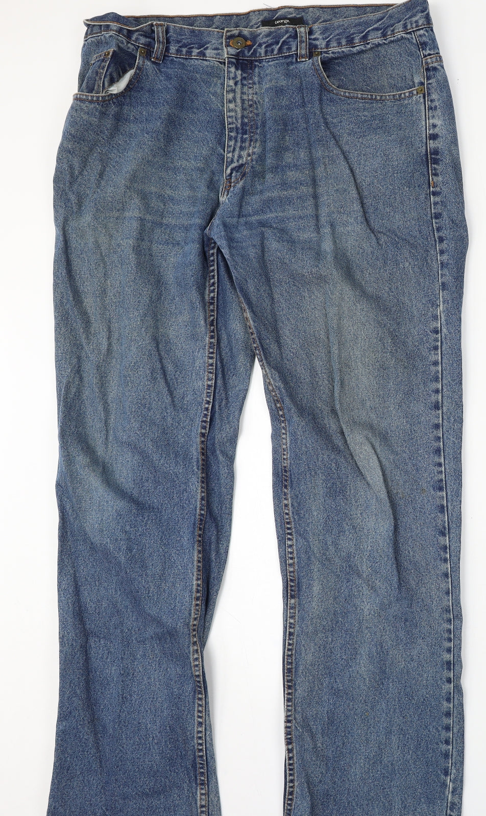 George Mens Blue  Cotton Bootcut Jeans Size 38 L33 in Regular Button