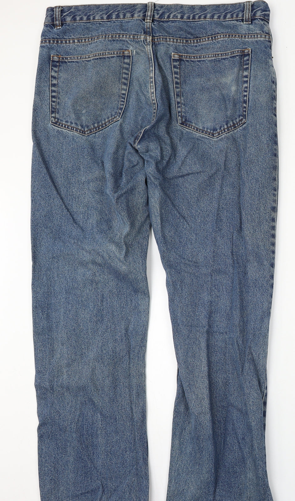 George Mens Blue  Cotton Bootcut Jeans Size 38 L33 in Regular Button