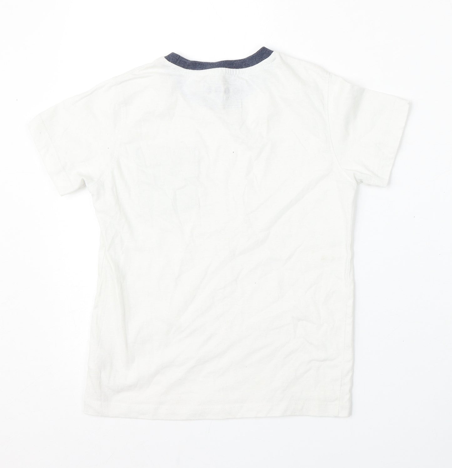 BOYS Boys White  Cotton Basic T-Shirt Size 6-7 Years Round Neck
