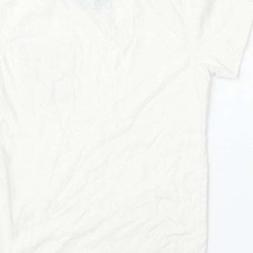 BOYS Boys White  Cotton Basic T-Shirt Size 6-7 Years Round Neck