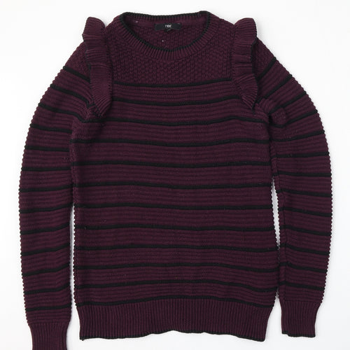 NEXT Womens Red Round Neck Striped Cotton Pullover Jumper Size 8
