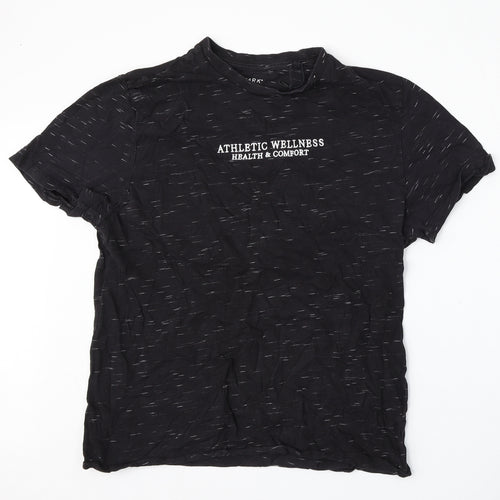Primark Mens Black  Polyester  T-Shirt Size L Round Neck