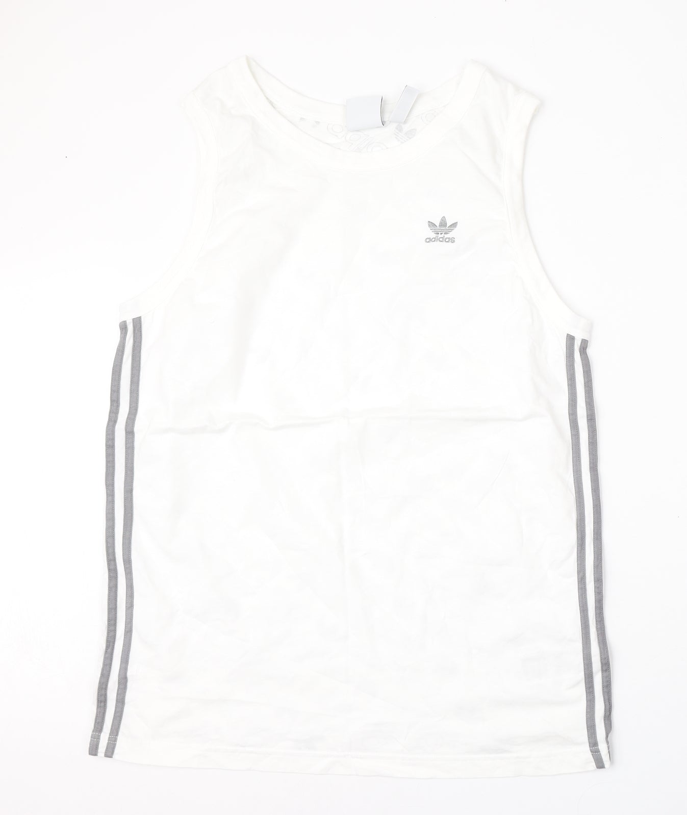 adidas Mens White Geometric Cotton  T-Shirt Size M Round Neck