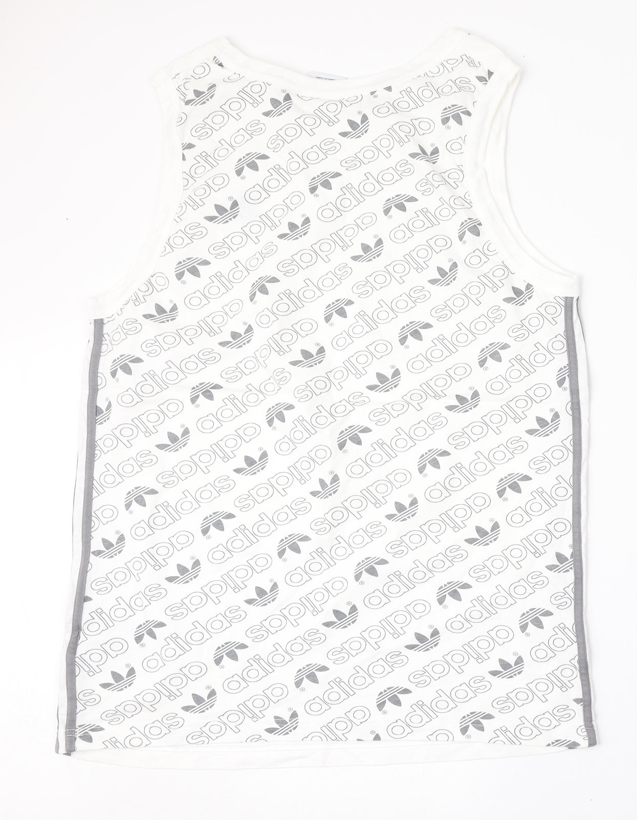 adidas Mens White Geometric Cotton  T-Shirt Size M Round Neck