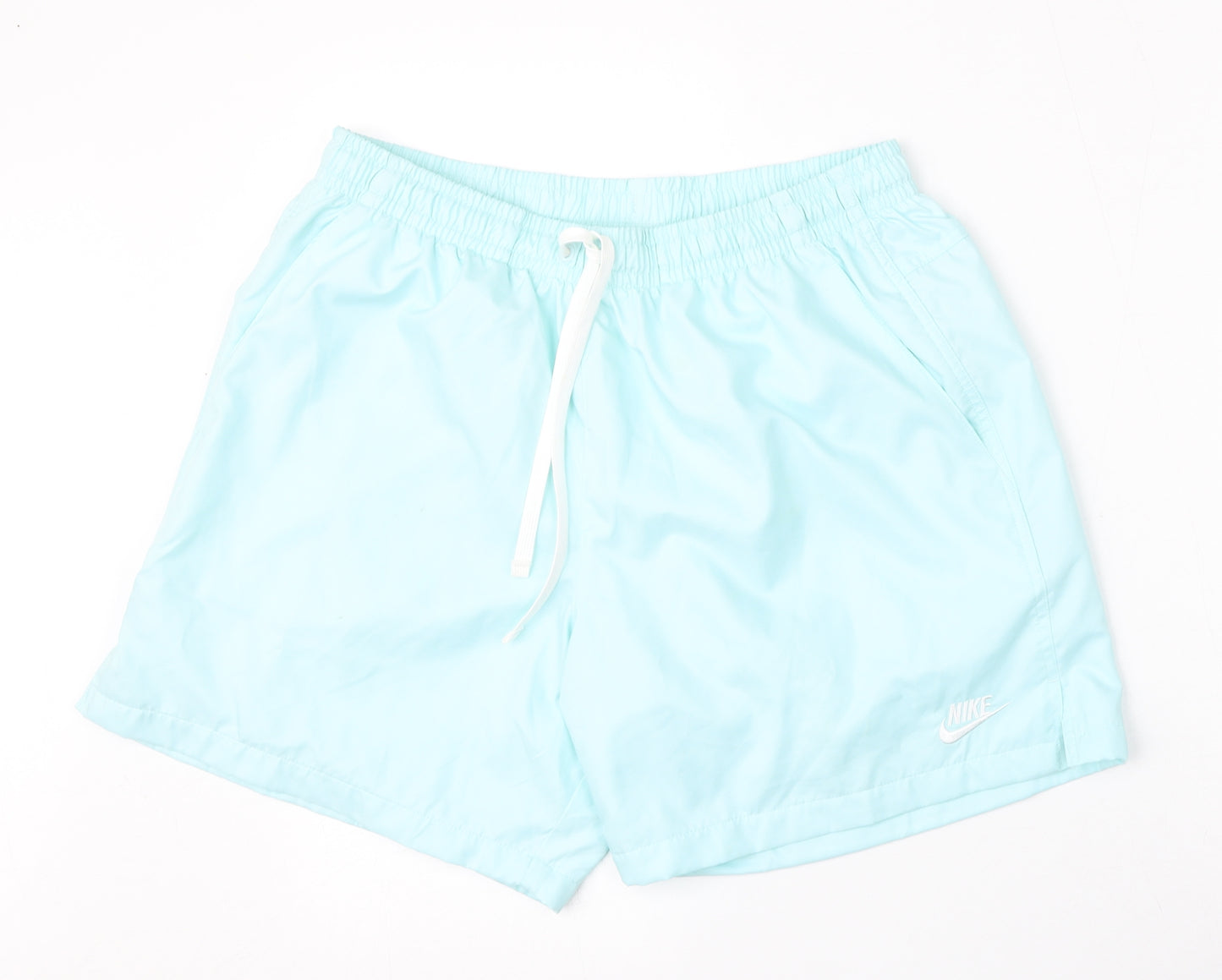 Nike Mens Blue  Polyester Sweat Shorts Size L L8 in Regular Tie