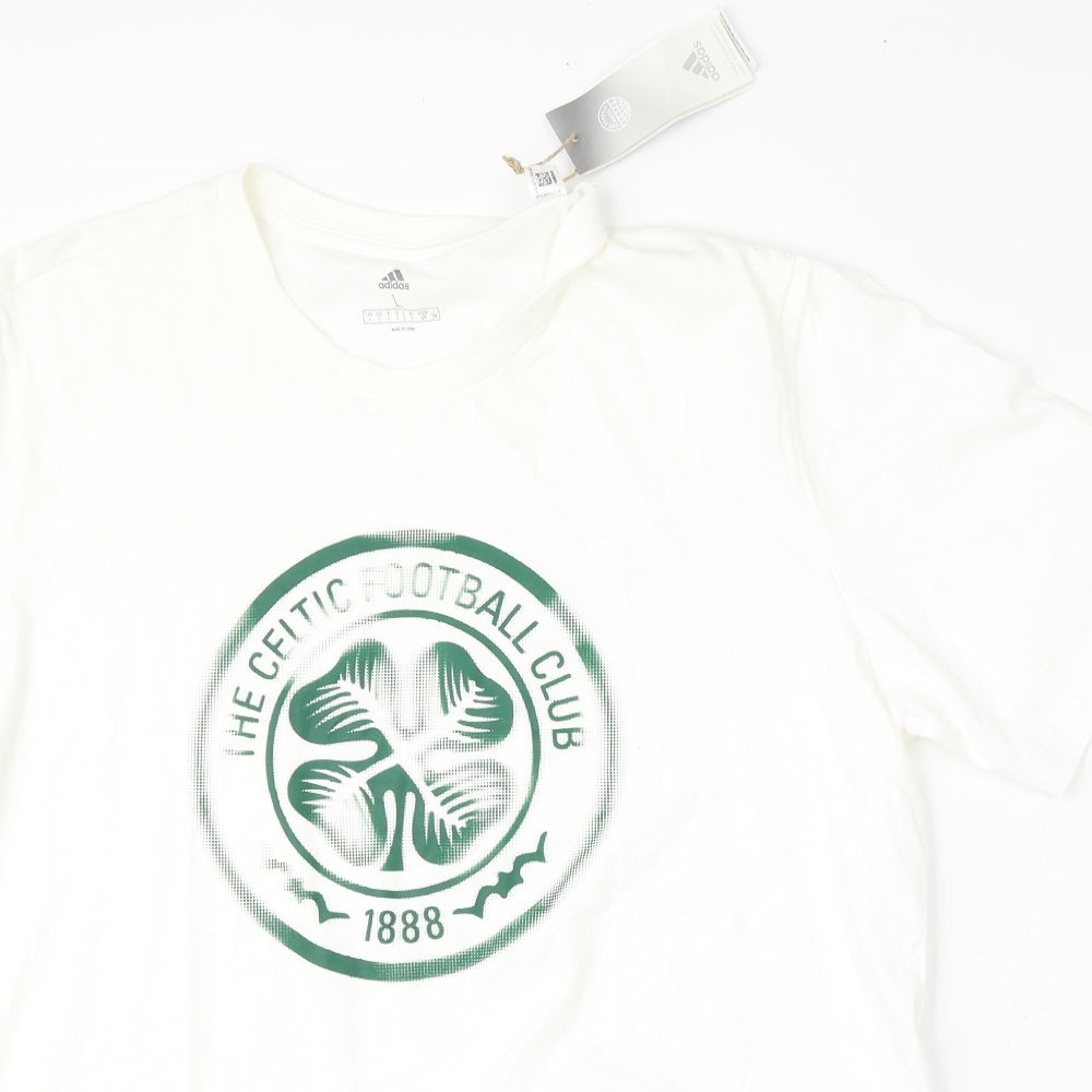 Celtic Football Club Mens White  Cotton  T-Shirt Size L Round Neck