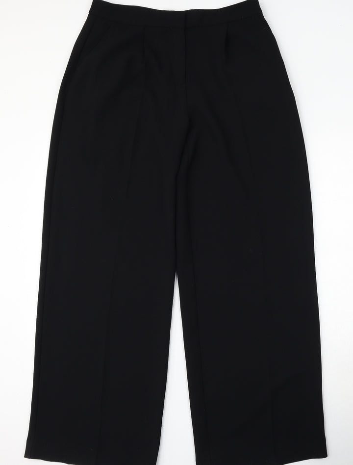 Mango Womens Black Polyester Trousers Size 8 L31 in Regular Hook & Loop