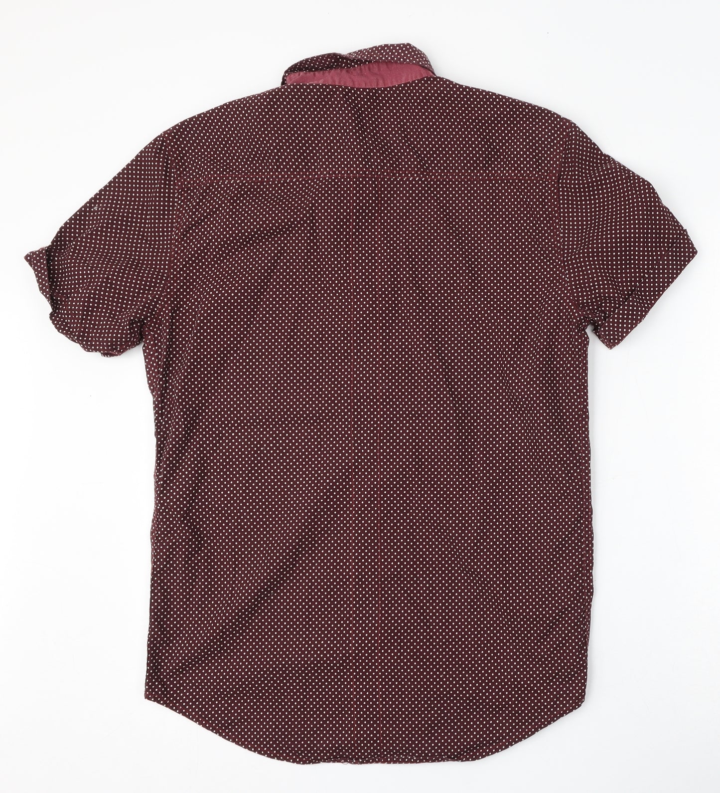 Be the revolution Mens Red Polka Dot Polyester  Polo Size L Collared Button