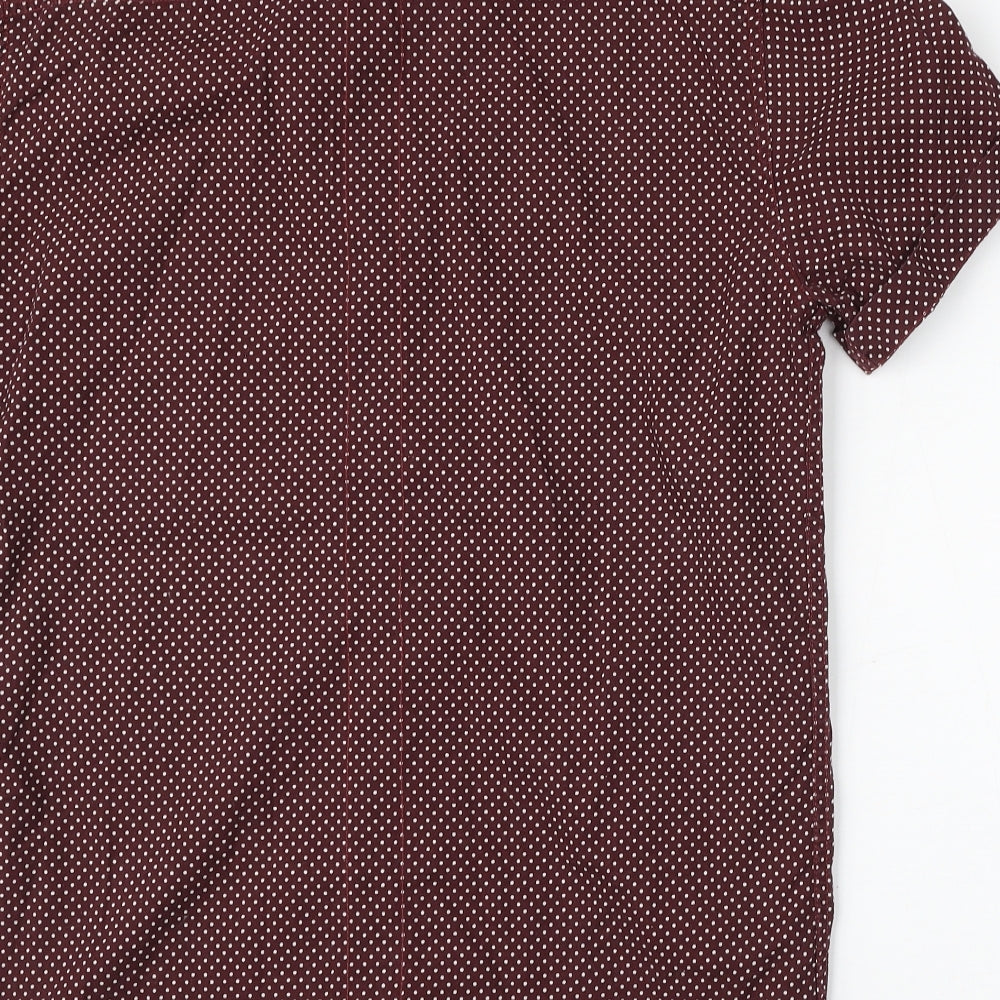 Be the revolution Mens Red Polka Dot Polyester  Polo Size L Collared Button