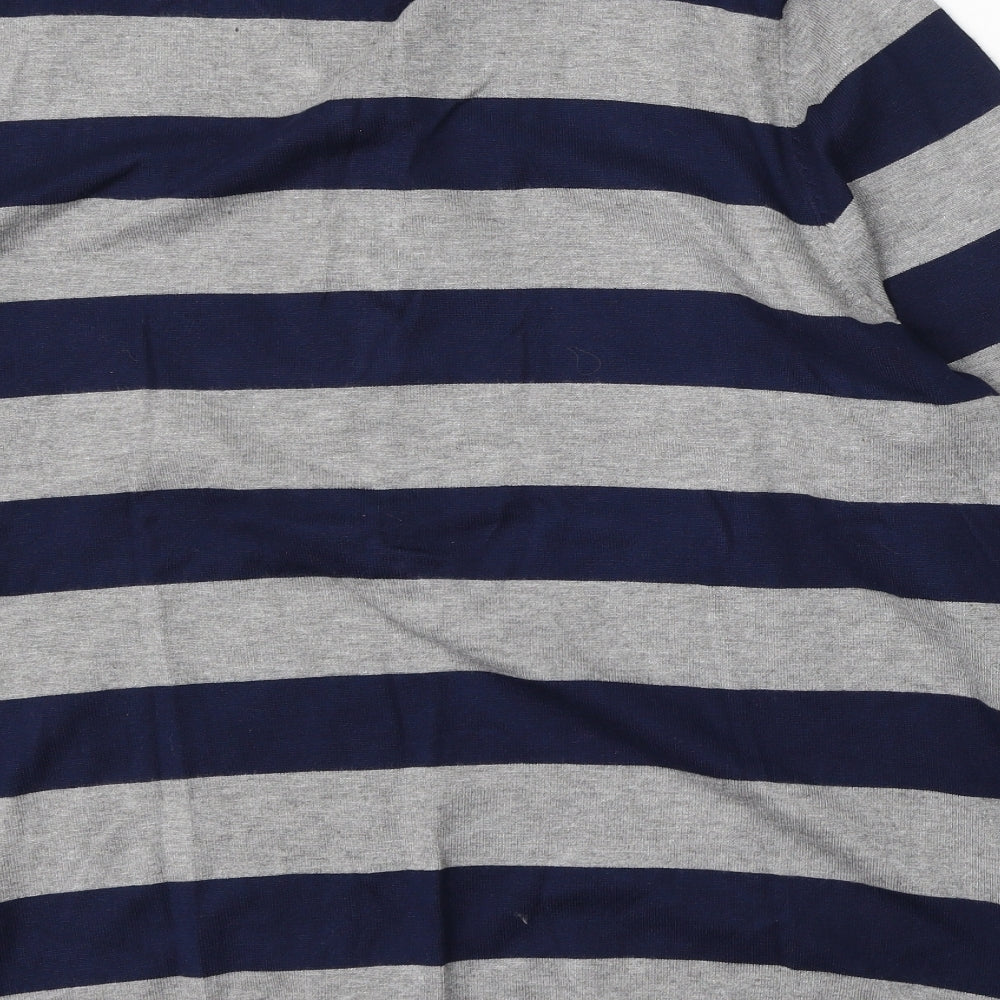 Bonmarché Womens Grey Round Neck Striped Viscose Pullover Jumper Size 20